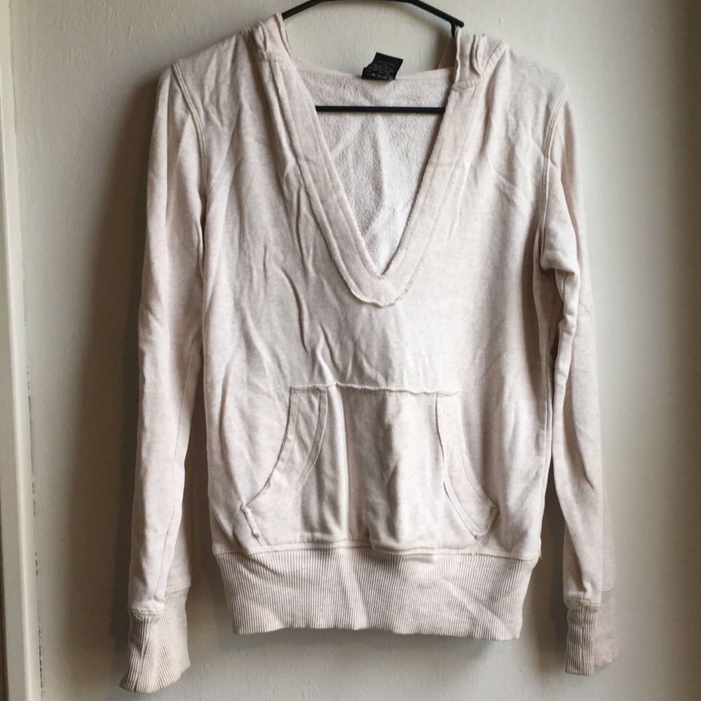 Vanity Cream Hooded Vneck Sweatshirt Size S